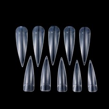  500pcs Nail Tips Long Shape Clear Half Cover False Nail Art Tips for Nail Salon