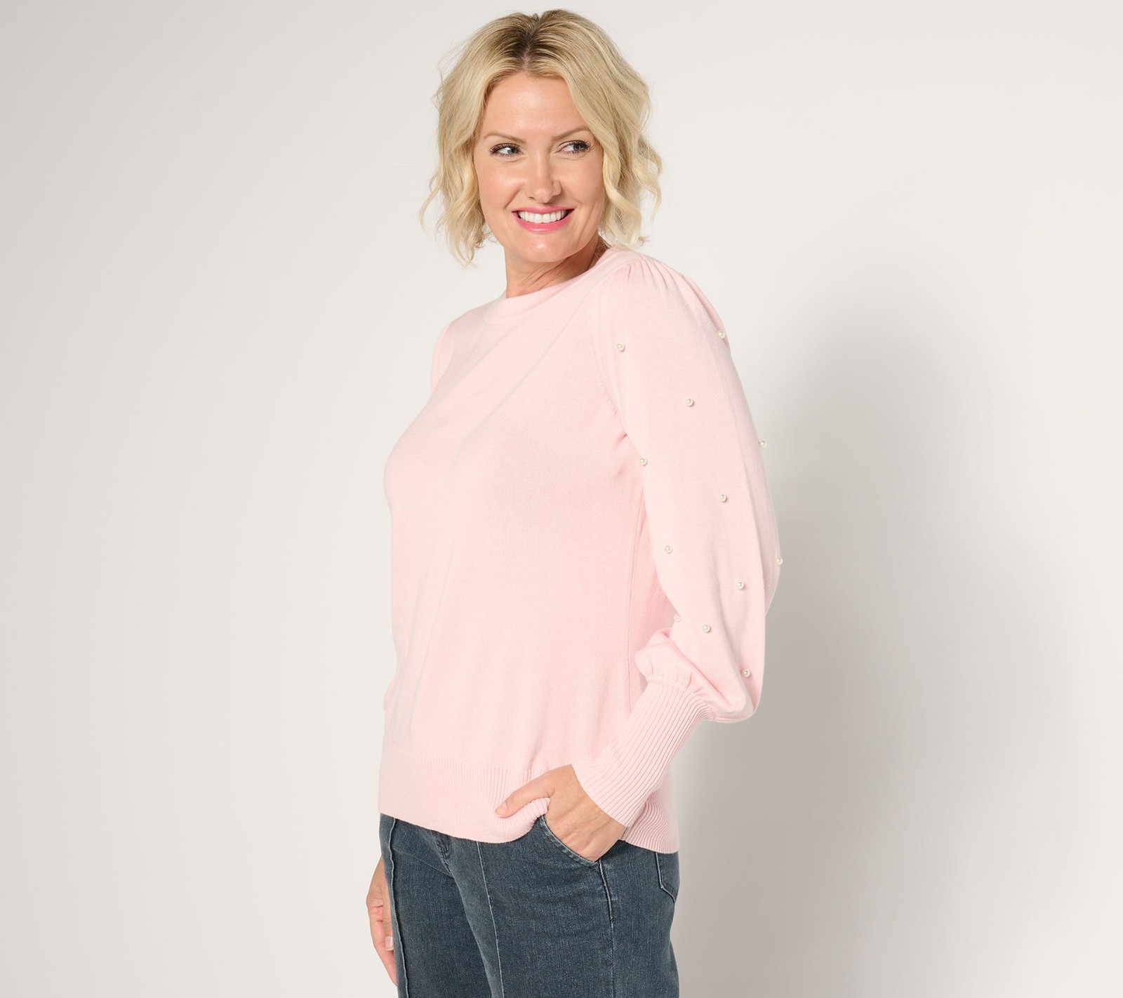 Belle by Kim Gravel Women's Top Sweater Sz M Class & Sass Miss Jo Pink A674040