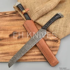 15''Damascus Steel Slicing Premium Handmade Sharp Brisket Knife for with Sheath