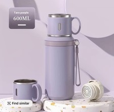 Purple 600 ml Stainless Steel Insulated Water Bottle, Dual Function Coffee Cup