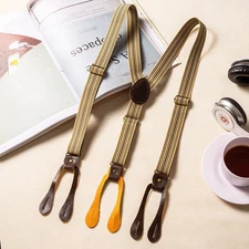 Men's Trouser Braces Button Hook Elasticated Suspenders Formal Wear Adjustable