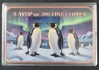5 oz Copper Northern Lights Penguins Colorized Copper Bar in Capsule