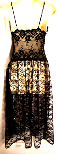 Vintage Victoria’s Secret sheer black lace nightgown Gold Label sexy lingerie M - Picture 2 of 4