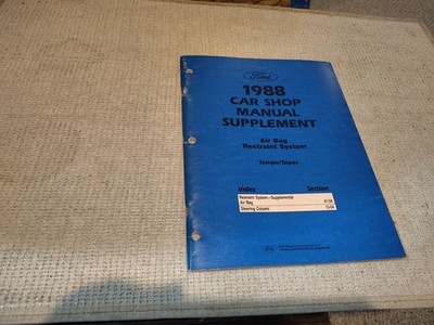 1988 Restraint System Tempo Topaz Workshop Manual Supplement