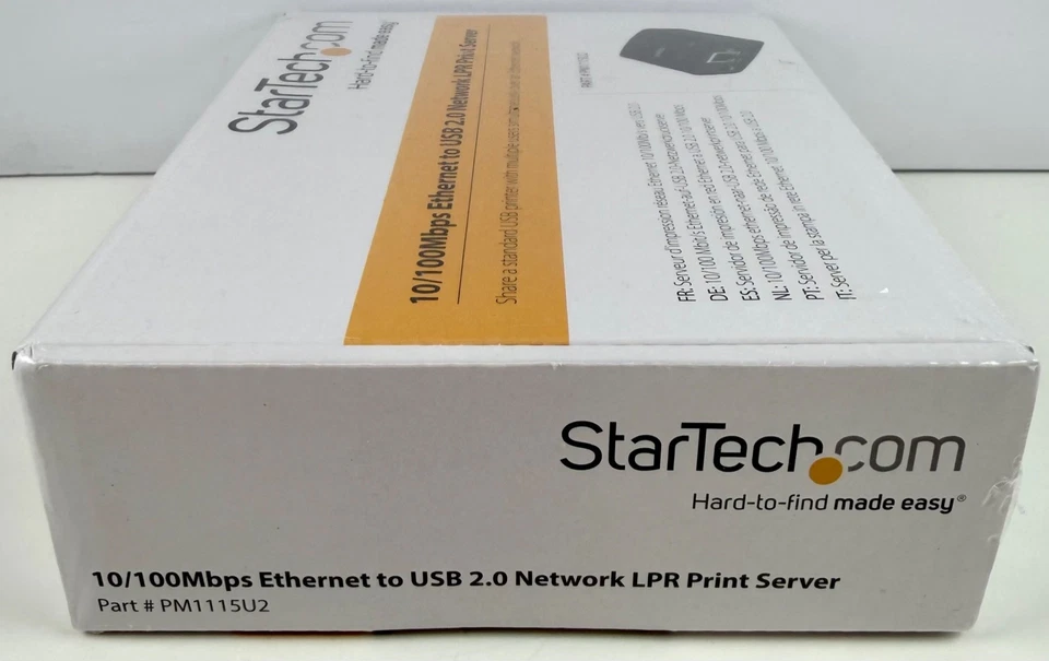 StarTech PM1115U2 10/100Mbps Ethernet to USB 2.0 Print Server New - Image 2 of 4