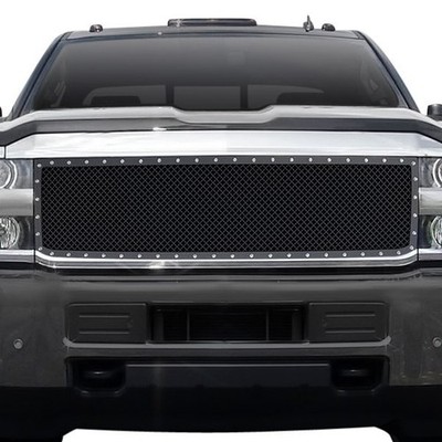 For Chevy Silverado 3500 HD 15-19 Main Grille 1-Pc Rivet Style Black 2.5 mm Wire