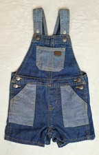 Lee Baby Shortalls 18M Denim Overalls Two Tone Color Block Vintage Style - EUC