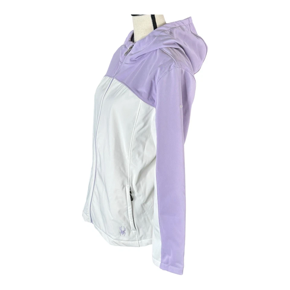 Jaqueta de chuva Spyder Big Girls XL lilás branca com capuz resistente à água - Imagem 3 de 4
