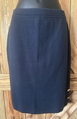 LONGCHAMP Women s Navy Blue Knitted Pull-On Straight Skirt Size Small ITALY