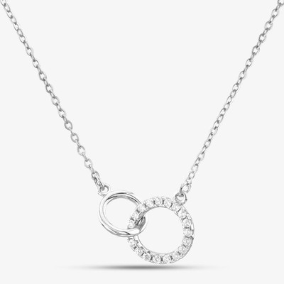 SILBER ZIRKONIA ZWEI MITEINANDER VERBUNDENE KREISE HALSKETTE NC00027G - SILBER 