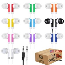 Bulk Kids Earbuds for School Classroom, Multi Colored 50 Pack Mixed Colors