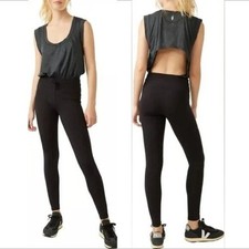 FP Free People Movement Off to Races jumpsuit athletic black gray cut-out new S
