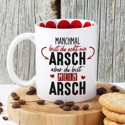 Lustige Tasse  Mein Arsch  | Humorvolle Keramiktasse für Paare zum Valentinstag