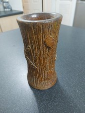 A Treacle Glazed Faux Bois  Spill Vase, Measures 18cm Tall