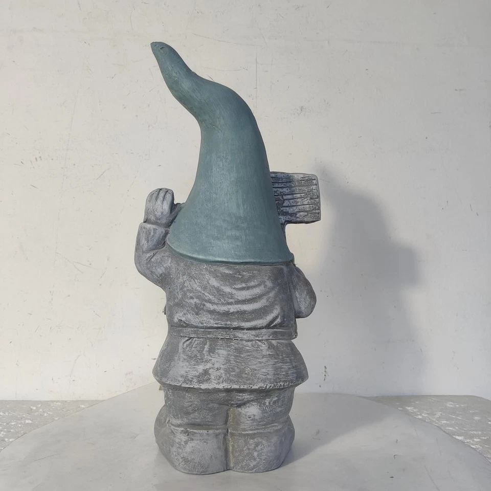 Estatua de gnomo de cerámica pintada a mano de 19" letrero de bienvenida exterior jardín césped decoración Foto 2 de 4