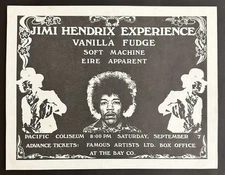 JIMI HENDRIX VANILLA FUDGE Seattle Wa Sept 1968 ORIGINAL HANDBILL NM SALE!