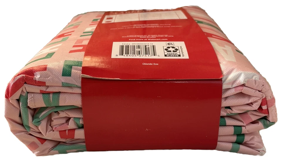 Holiday Time PEVA Tablecloth 60"x102" Rectangle FaLaLa Christmas Decoration New - Image 4 of 4