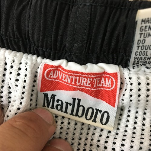 Pantaloncini VINTAGE Marlboro Grandi Adulti Nero Vita Elastica Tasche Foderate Escursionista Uomo - Foto 7 di 11