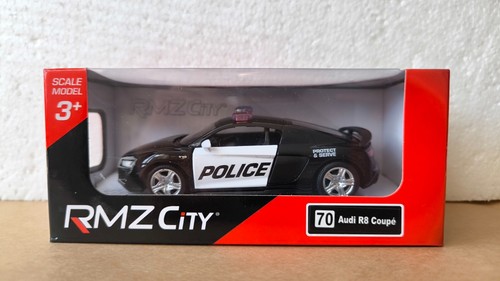 Audi R8 Black Police 1:34-39 1/36-39 RMZ City Modellauto Pull Back & Go