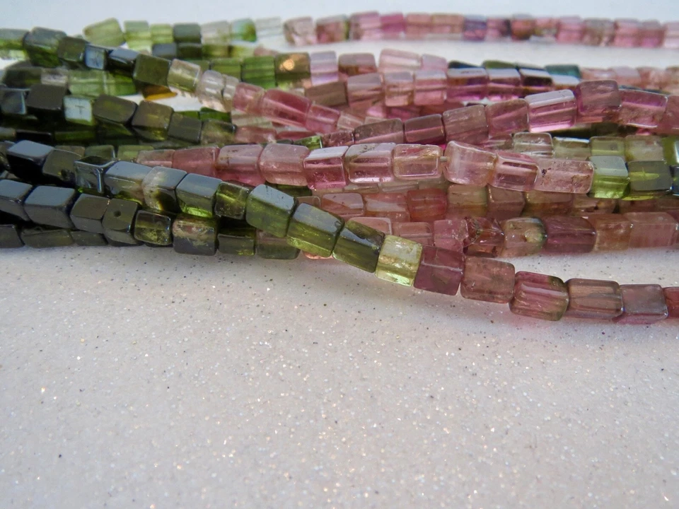 Многожильный розовый, зеленый и арбузный ТУРМАЛИН витой надежном браслет 7,5» L - Изображение 4 из 4