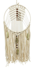 Boho Handcrafted Village Art Macrame Wood Beads SW Native Tribal Wall Hanging