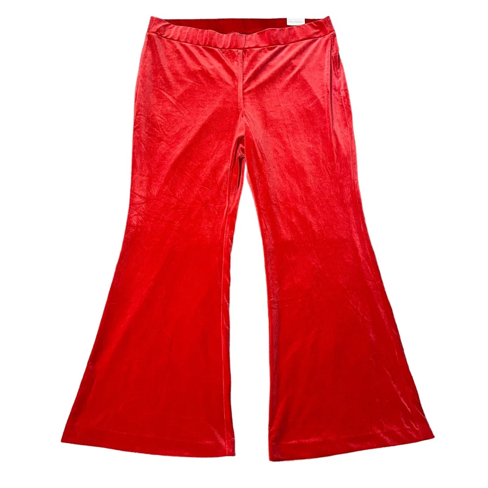Pantalones Lane Bryant Terciopelo Acampanados Pierna Talla 20 Rojo Tirar de tiro medio Fiesta Vacaciones Glamour
