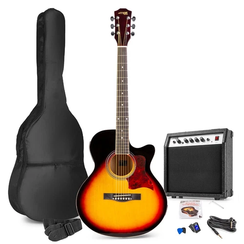 Sunburst Beginner Electric Acoustic Guitar Package - Complete Starter Kit