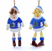 Sweater Dogs 6" Christmas Tree Ornaments - Set of 2 Holiday Puppy Christmas