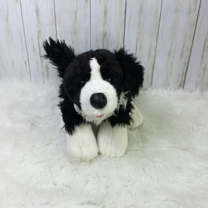 Build A Bear Border Collie Dog Black White Open Mouth Plush