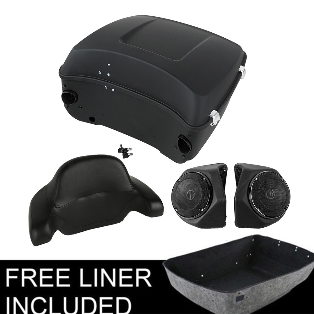 Matte King Trunk w/ Backrest Speakers Fit For Harley Touring 14-25