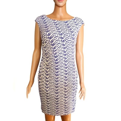 NWT Donna Morgan Blue & White Sleeveless Dress SIZE 6P Professional CAREER 