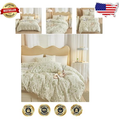 Bohemian Green Floral Comforter Set Full Size - Elegant & Cozy Sleep Experience