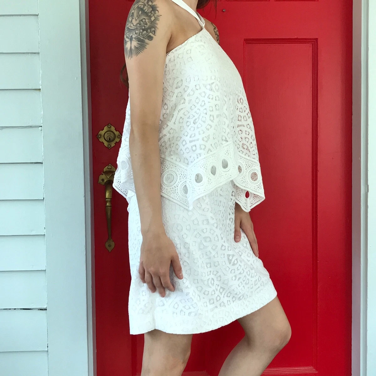 Lilly Pulitzer PEARSON Resort White Oyster Shell Lace Halter Dress