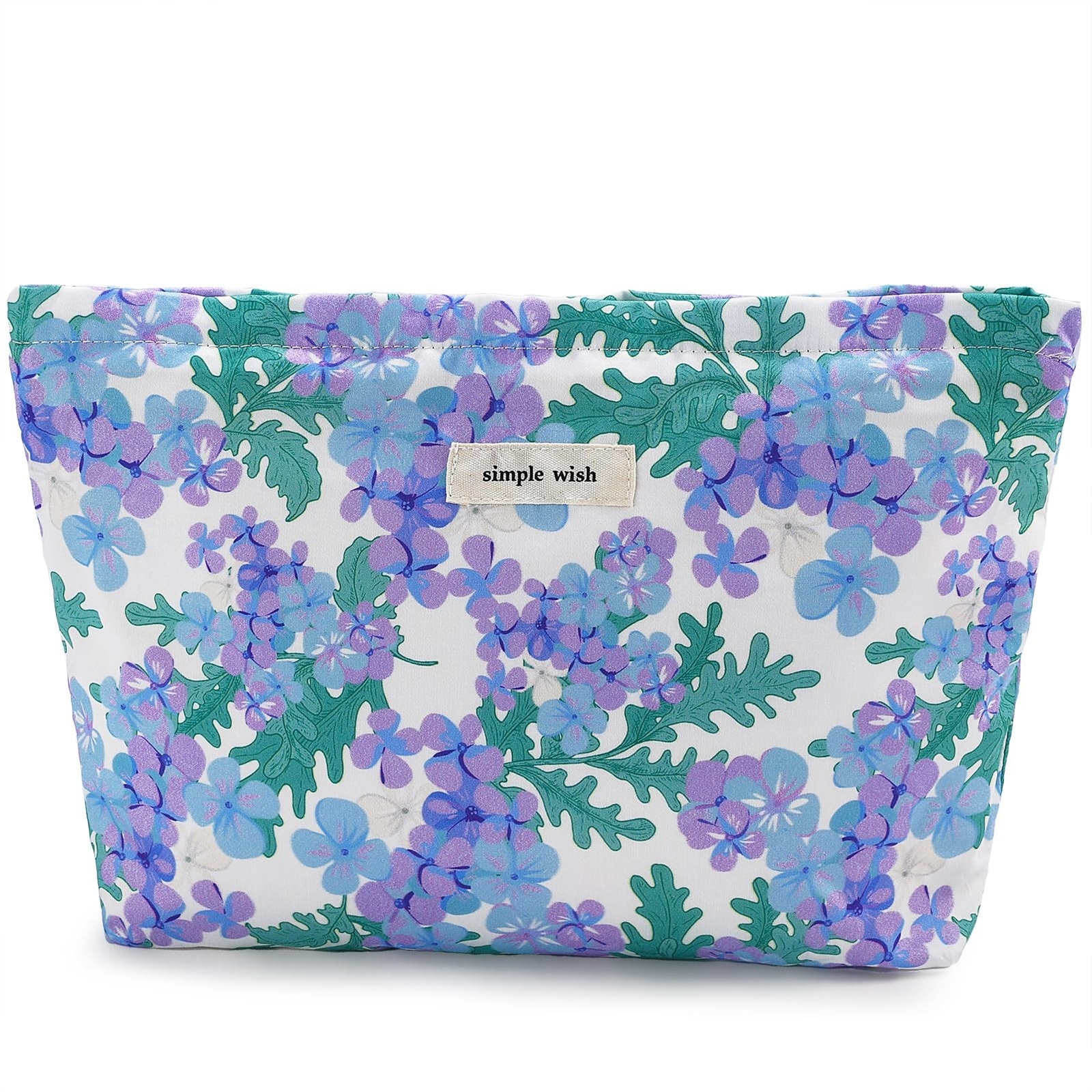 Violet Floral Makeup Bag Large Travel Cosmetic Organizer for Women
