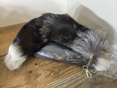Silver Fox Tail W/ Plug & Clasp- Size (Small) 14  To 17  Multicolor - New