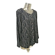 Capri Cotton Jacket Size M/l 14-16 New Ladies Womens Black Grey Coat Rrp £110
