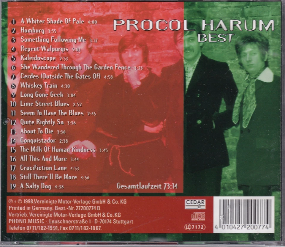 ZOUNDS - PROCOL HARUM - Homburg - Best - rare audiophile CD 1998 - Bild 2 von 2