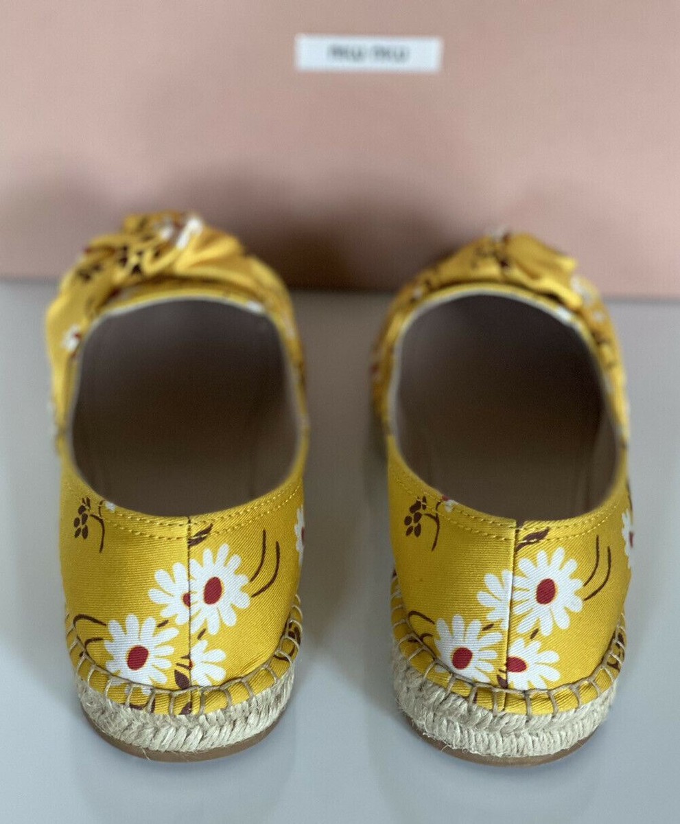 MIU MIU★素敵!Women's Yellow Flower Espadrille Shoes MIU MIU Women's Yellow Flower Espadrille Sandal 9 US 5S037D