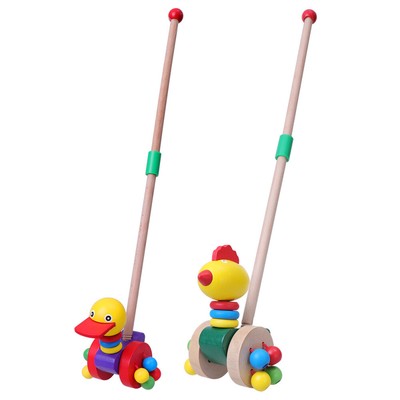 2 Pcs Spielzeug Holz Push Spielzeug Trolley Spielzeug Für Kinder
