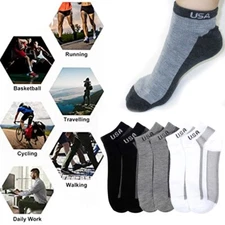 12 Pair Men Boy Ankle Run Athletic Socks USA Logo Low Cut Casual School 6-8 9-11