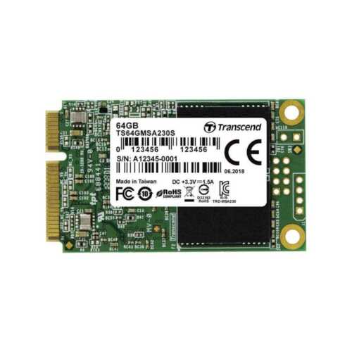 Transcend Highspeed 64GB interne mSATA SSD SATA III (6Gb/s) MLC NAND Flash (mk) - Afbeelding 1 van 2