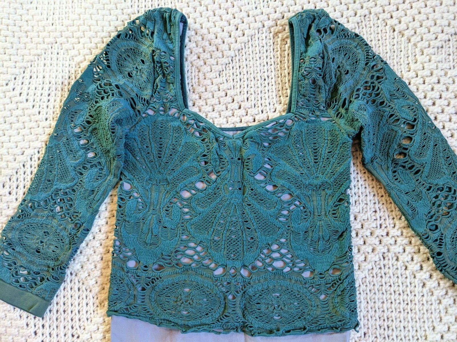 Free people green purple lace crop layered gothic boho pixie fairy ...