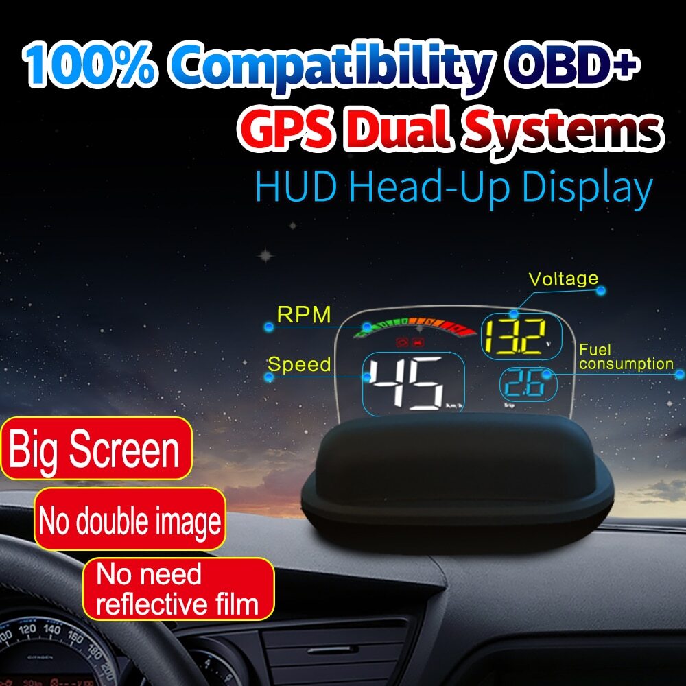 ASKDOTTDA OBD2 HUD Display – Digital Head-Up Projector With Speed, Temp, Voltage Alerts