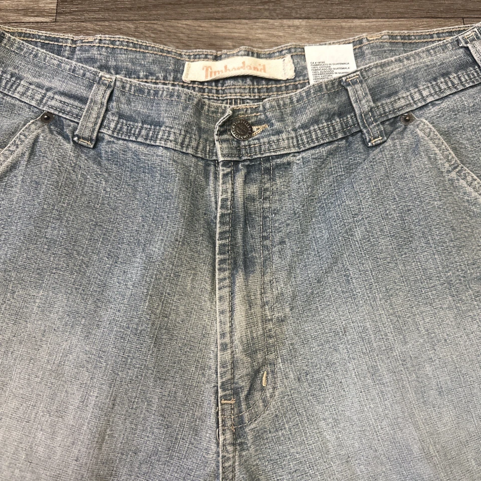Pantalones Cortos Timberland Denim Carga Para Hombre Talla 34 Calce Suelto Lavado Ligero Hip Hop Carga Foto 4 de 4