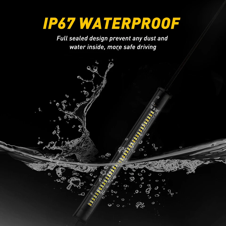 For Motorcycle Amber White LED Fork Turn Signal Indicators Blinkers Light Strips - Image 4 of 4