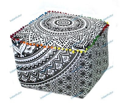 Indian Mandala Pouf Ottoman Pouffe Poof Floor Foot Stool Ethnic Decorative