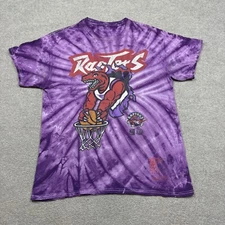 Toronto Raptors T Shirt Men's Size M Purple NBA Basketball Mitchell Ness Tie Dye