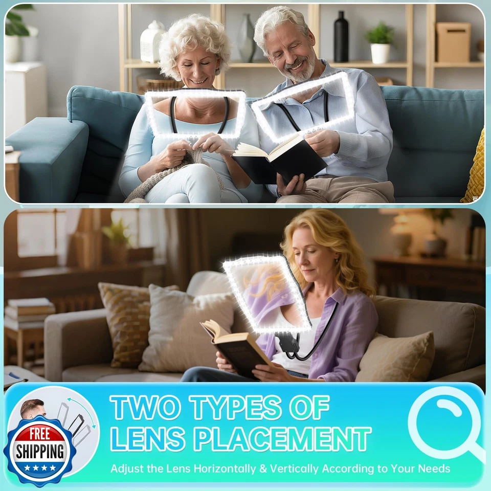 Large 10X Magnifying Glass with Light, Hands Free Magnifying Glass for Readin - Image 4 of 4