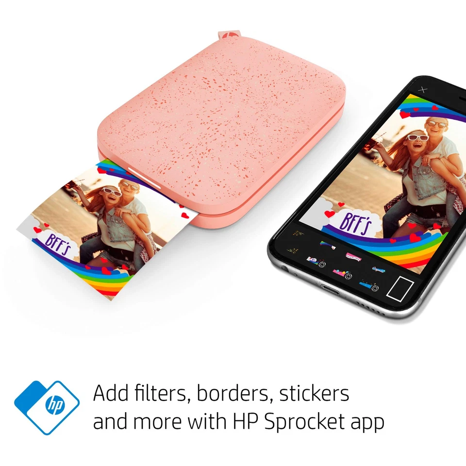 HP Sprocket 2nd Edition Portable Photo Printer Blush Pink Prints 2x3 Photos - Image 3 of 4