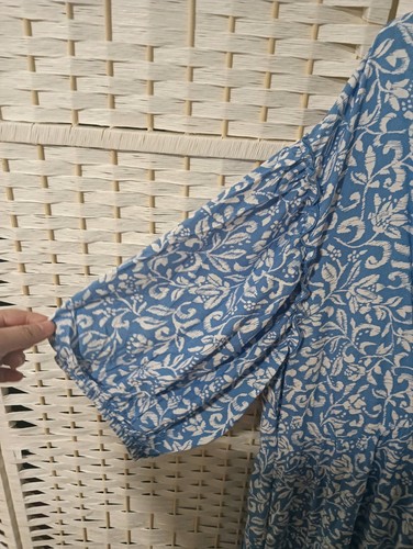 Dress 22 proud Poppy blue Paisley tie front short sleeve pockets rayon - Bild 6 von 6